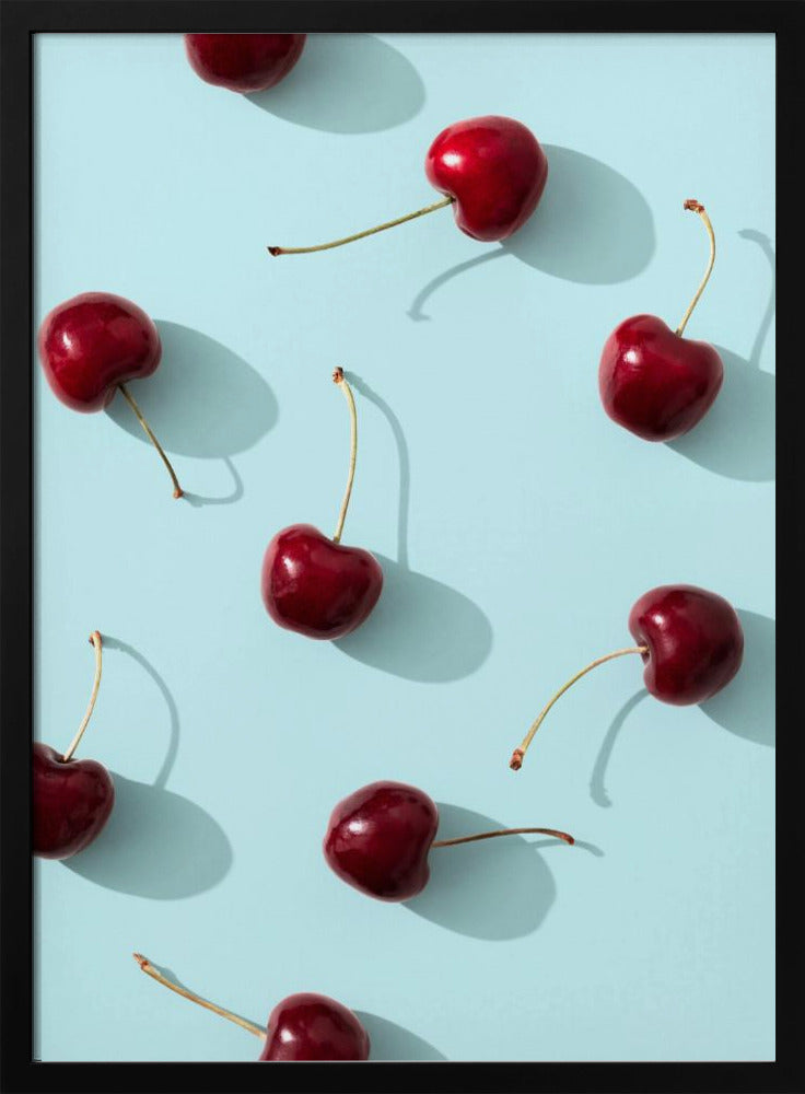 Ciliegie su sfondo turchese | Poster - Stampe d’Arte