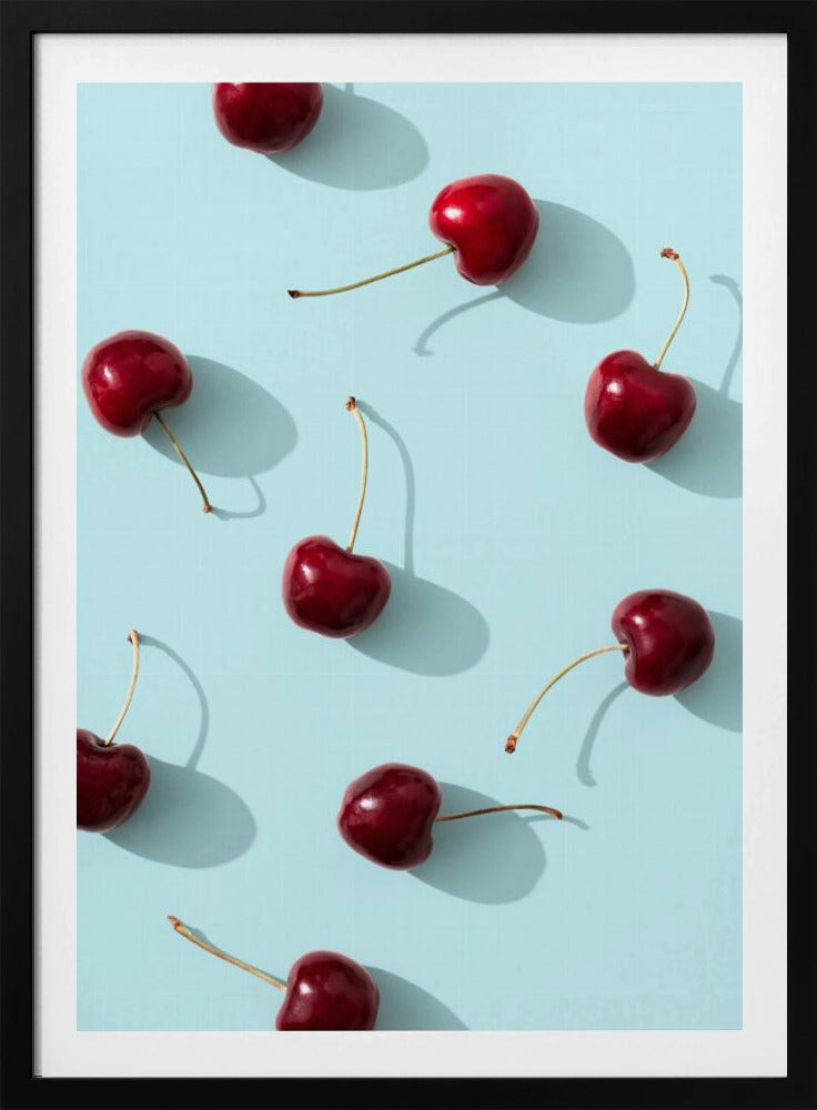 Ciliegie su sfondo turchese | Poster - Stampe d’Arte