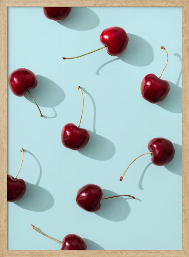 Ciliegie su sfondo turchese | Poster - Stampe d’Arte