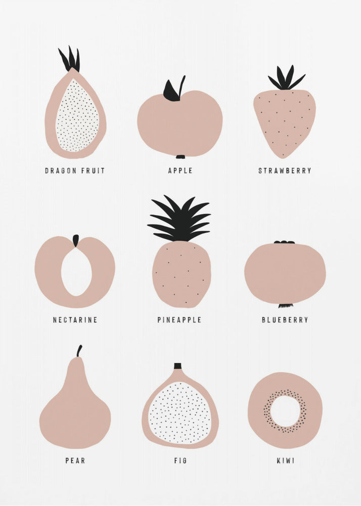 Minimalistiskt fruktrutnät | Poster