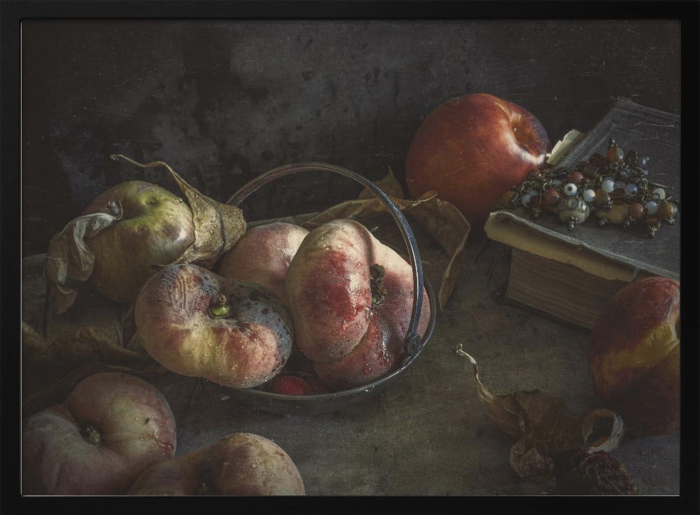 Still life with book and peaches | Poster
