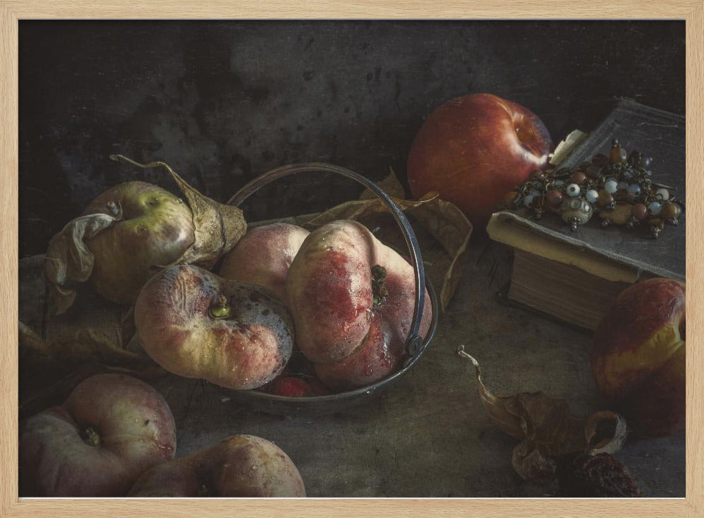 Still life with book and peaches | Poster