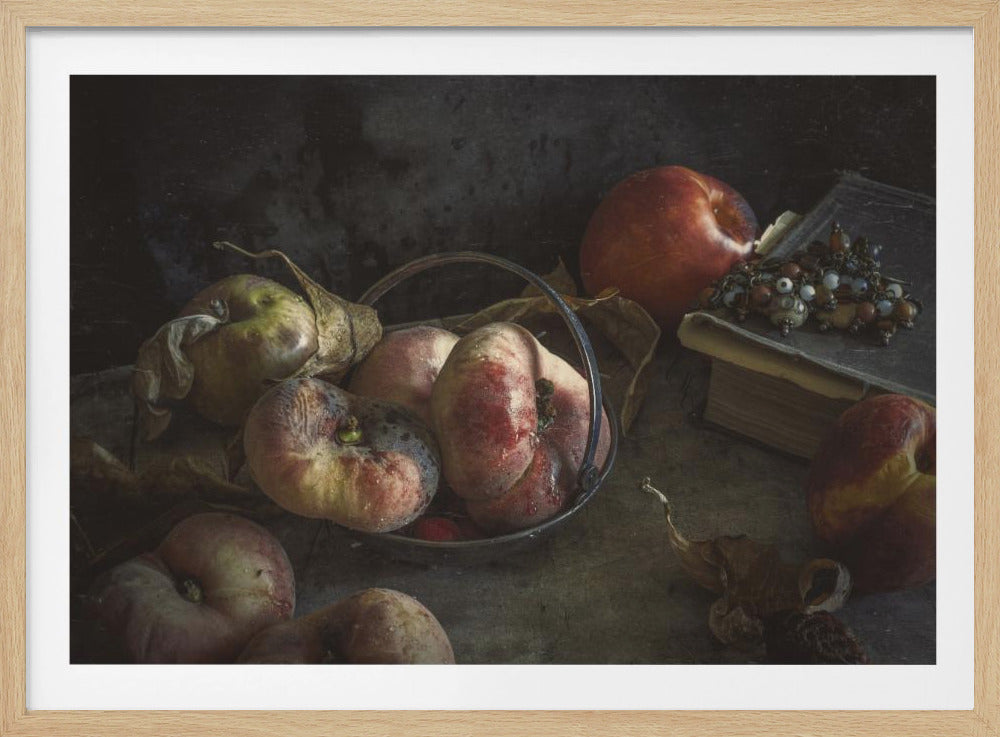 Still life with book and peaches | Poster