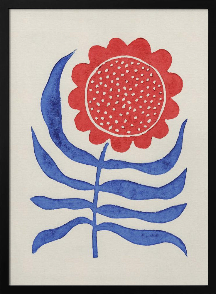 Röd blomma / Linoleumtryck | Poster