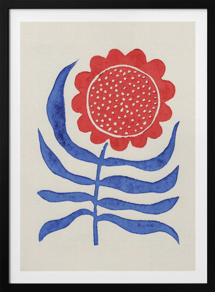 Röd blomma / Linoleumtryck | Poster