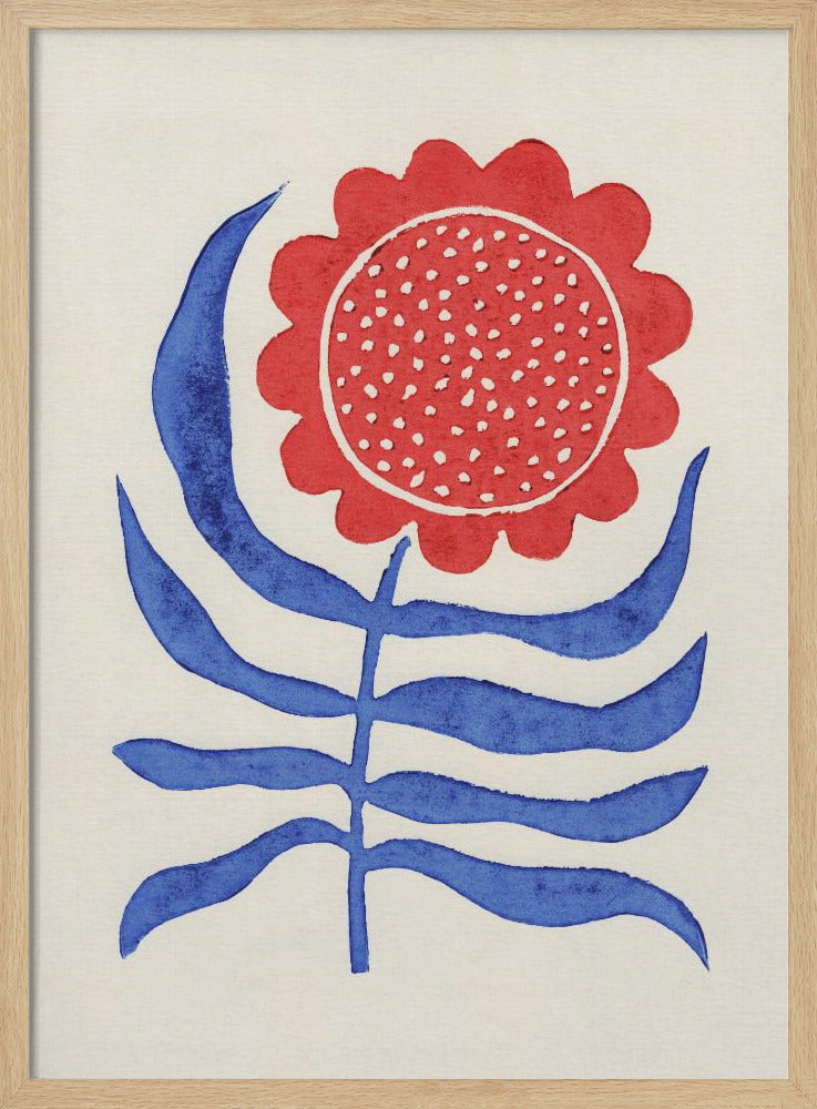 Röd blomma / Linoleumtryck | Poster