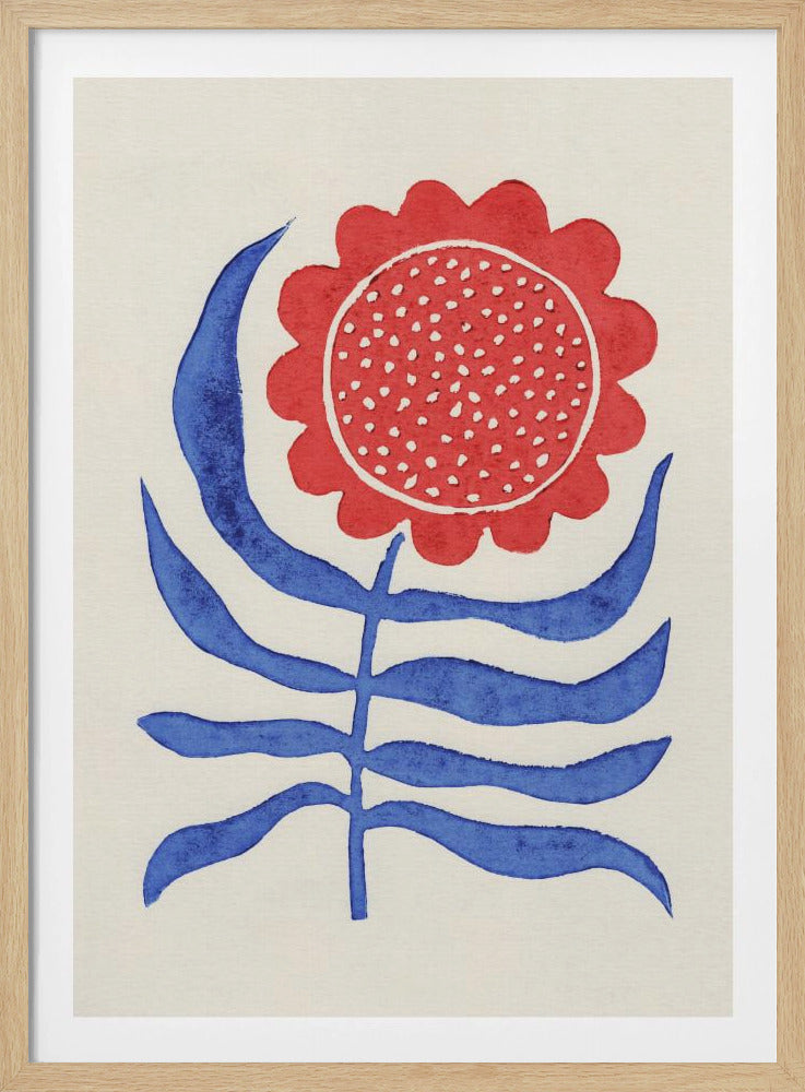 Röd blomma / Linoleumtryck | Poster