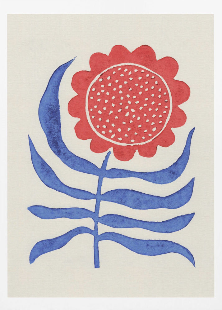Röd blomma / Linoleumtryck | Poster