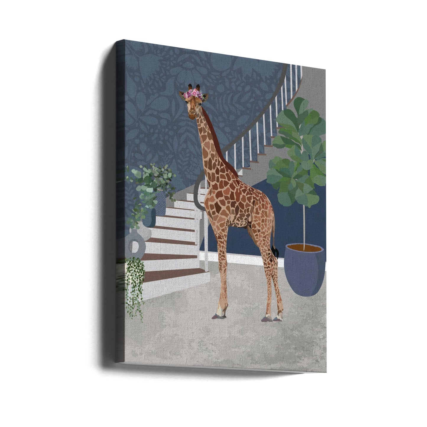 Girafe près des escaliers | Tableaux sur Toile