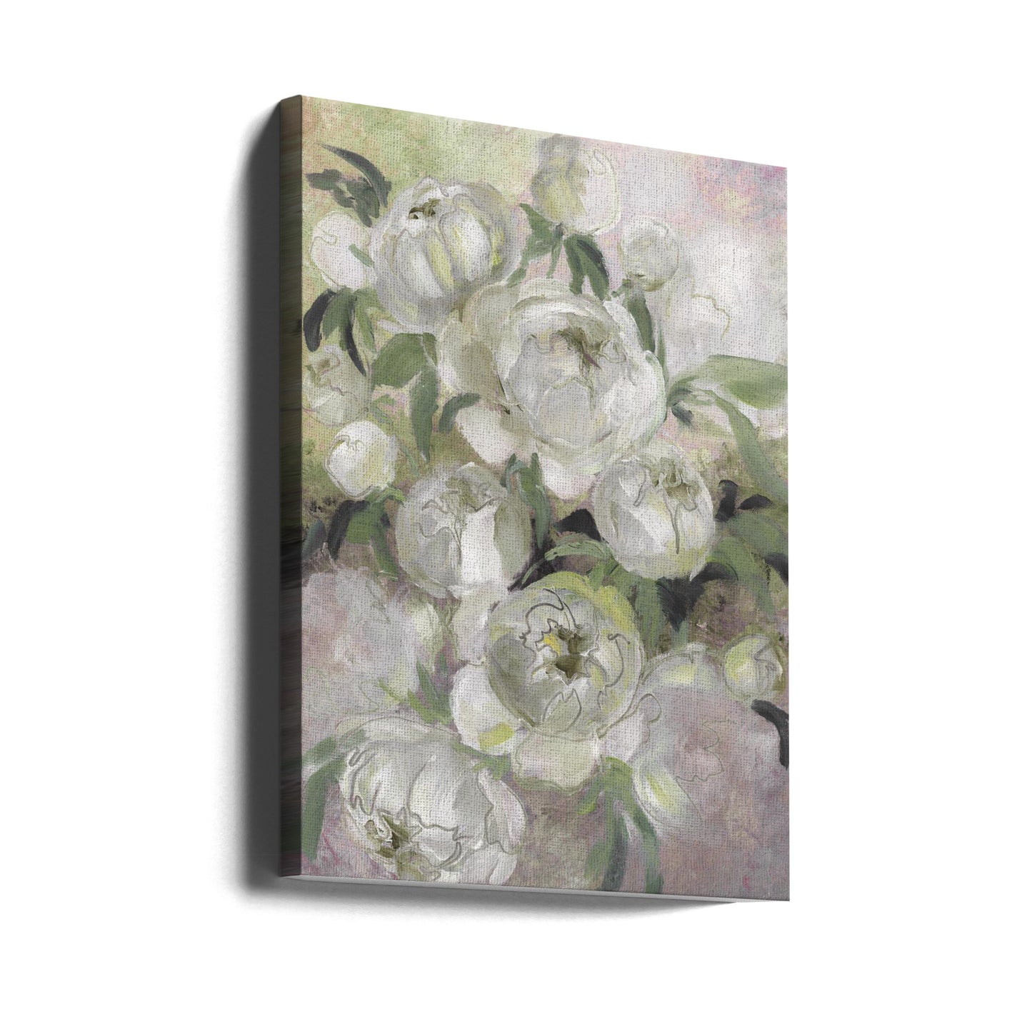 Sady painterly florals in green | Canvas