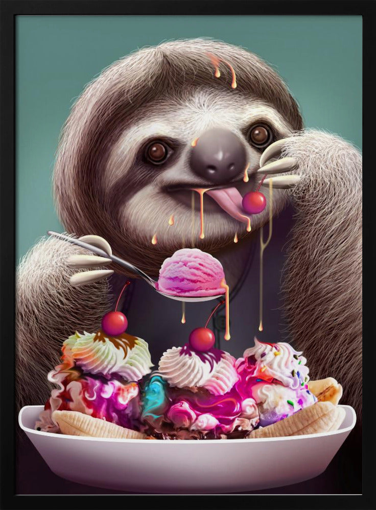 SLOTH ENJOYING ICE CREAM | Poster