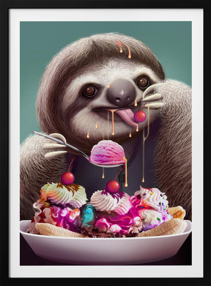 SLOTH ENJOYING ICE CREAM | Poster