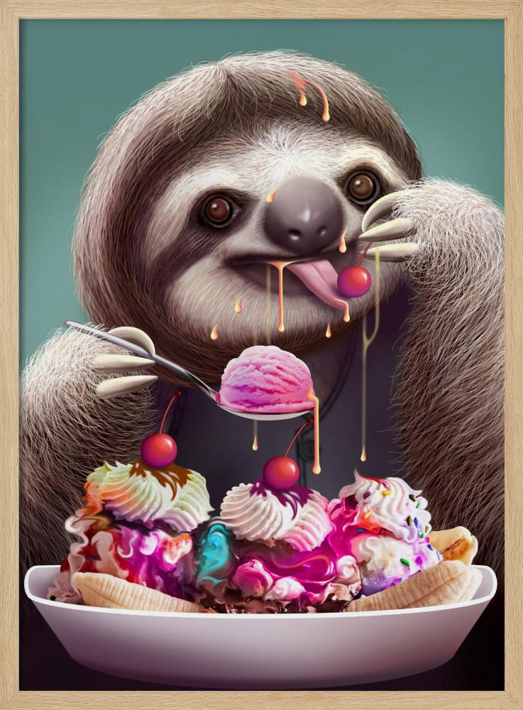 SLOTH ENJOYING ICE CREAM | Poster