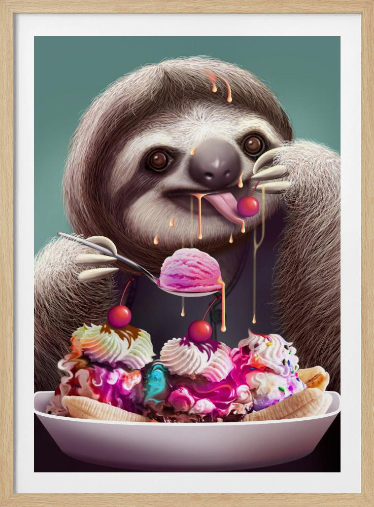 SLOTH ENJOYING ICE CREAM | Poster