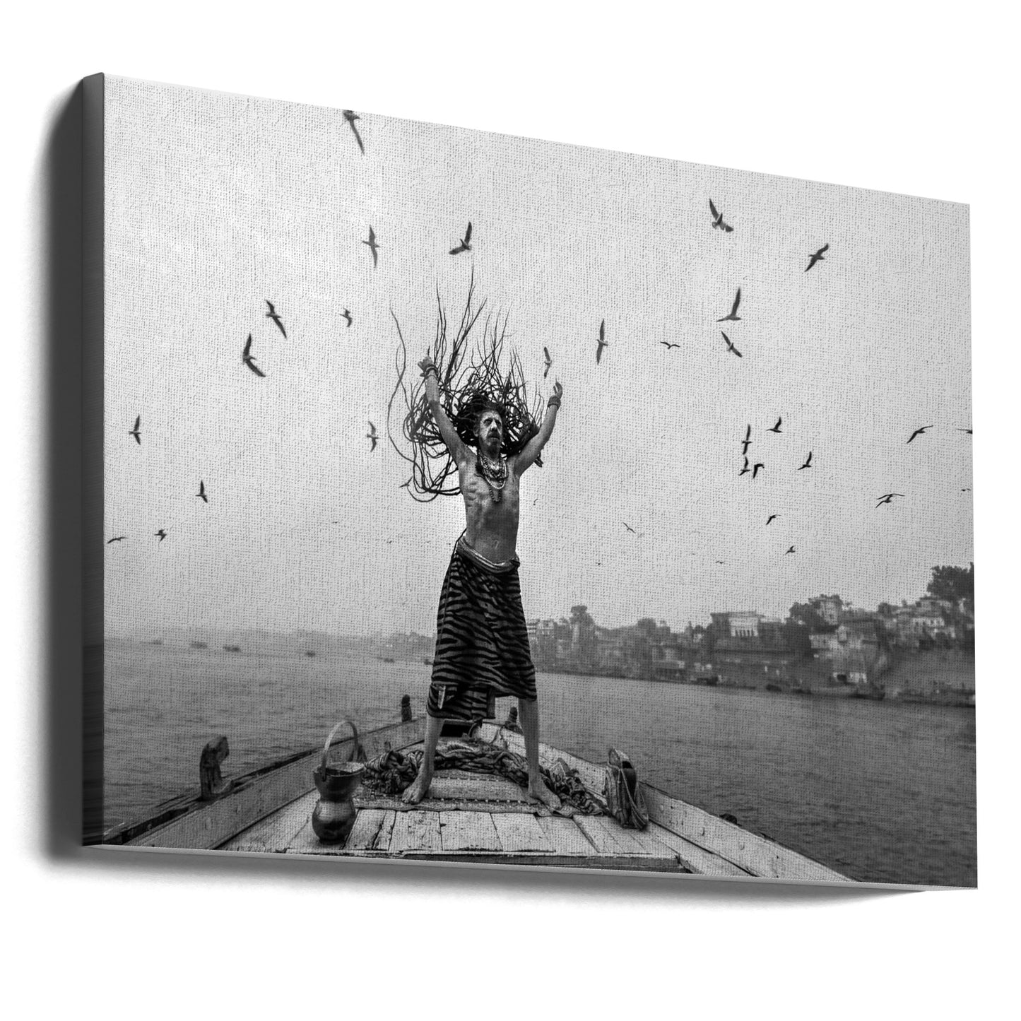 Naga Sadhu posing on boat at varanasi | Canvas
