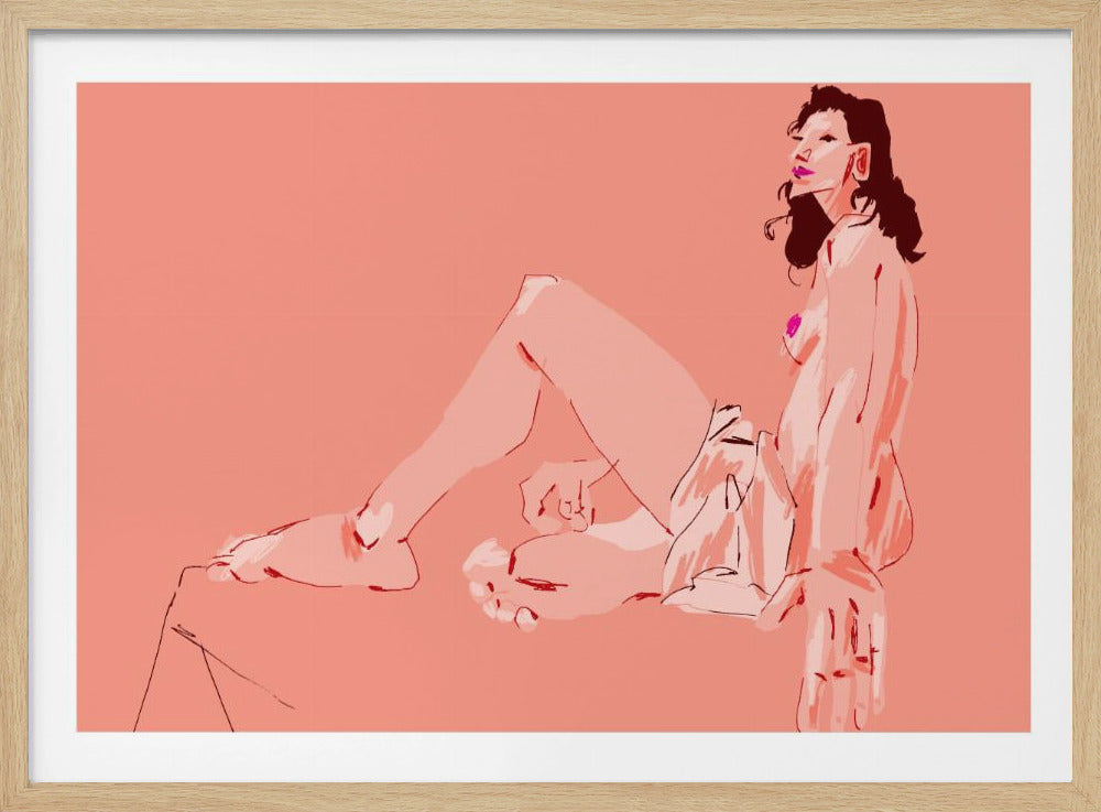 Flicka Sitter Rosa | Poster