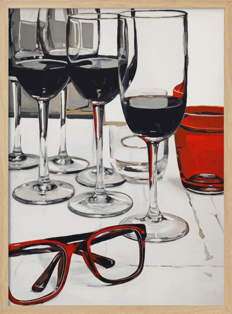 Stilleben med röda glasögon | Poster