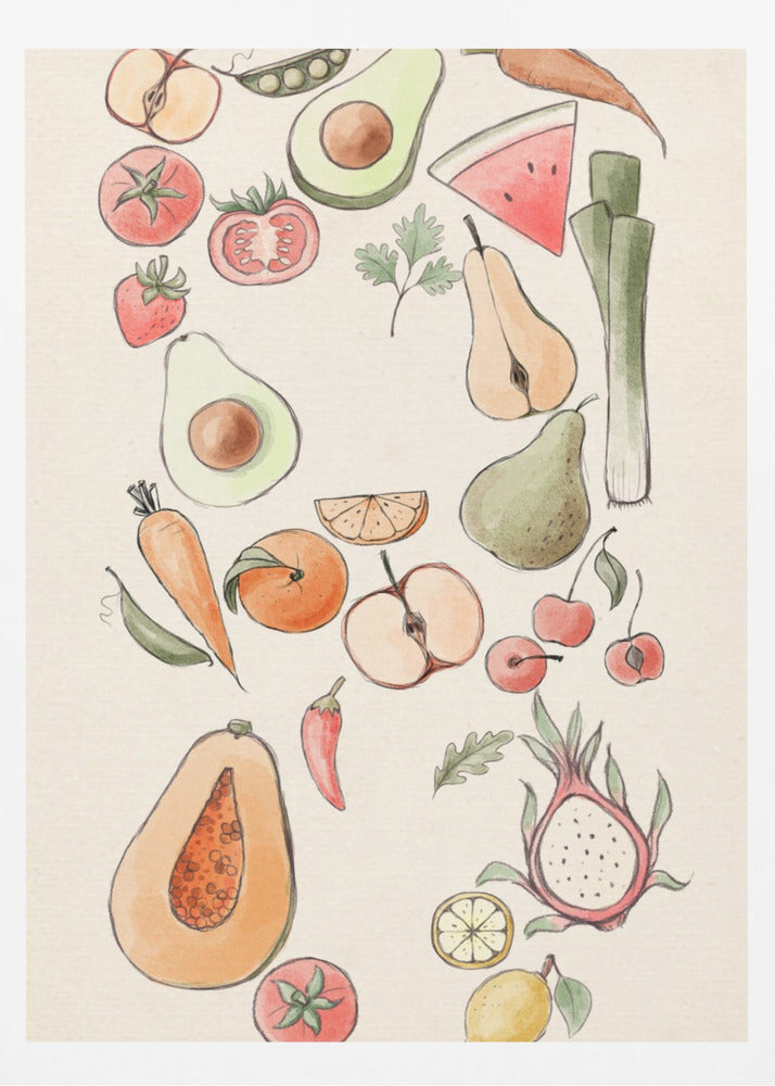 Illustration av tropiska grönsaker | Poster