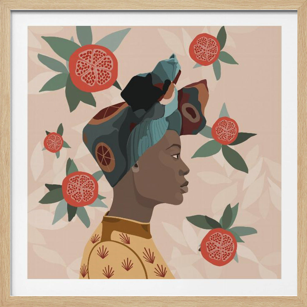 Granateple Afro Kvinne | Plakater - Kunsttrykk