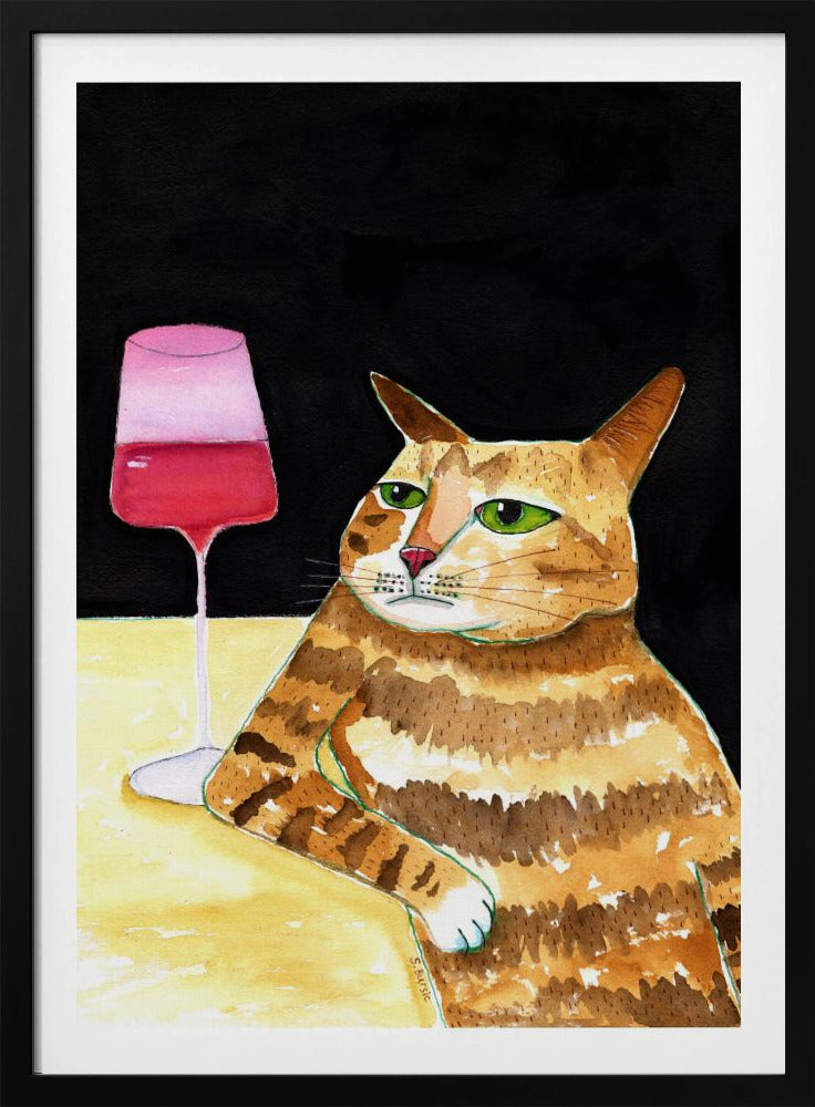 Katt fredagskväll dricker vin rolig katthumor | Poster
