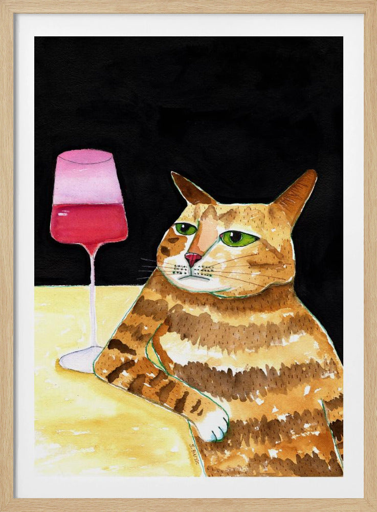 Katt fredagskväll dricker vin rolig katthumor | Poster