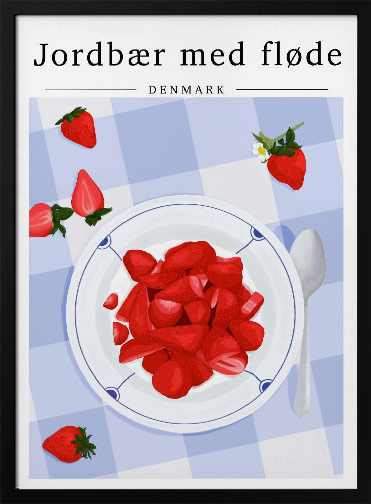Jordgubb med grädde - Danmark | Poster