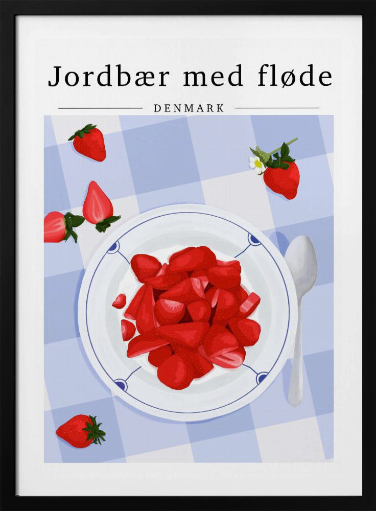 Jordgubb med grädde - Danmark | Poster