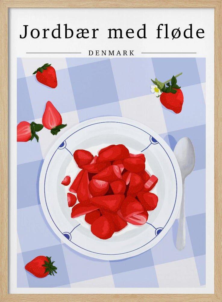 Jordgubb med grädde - Danmark | Poster