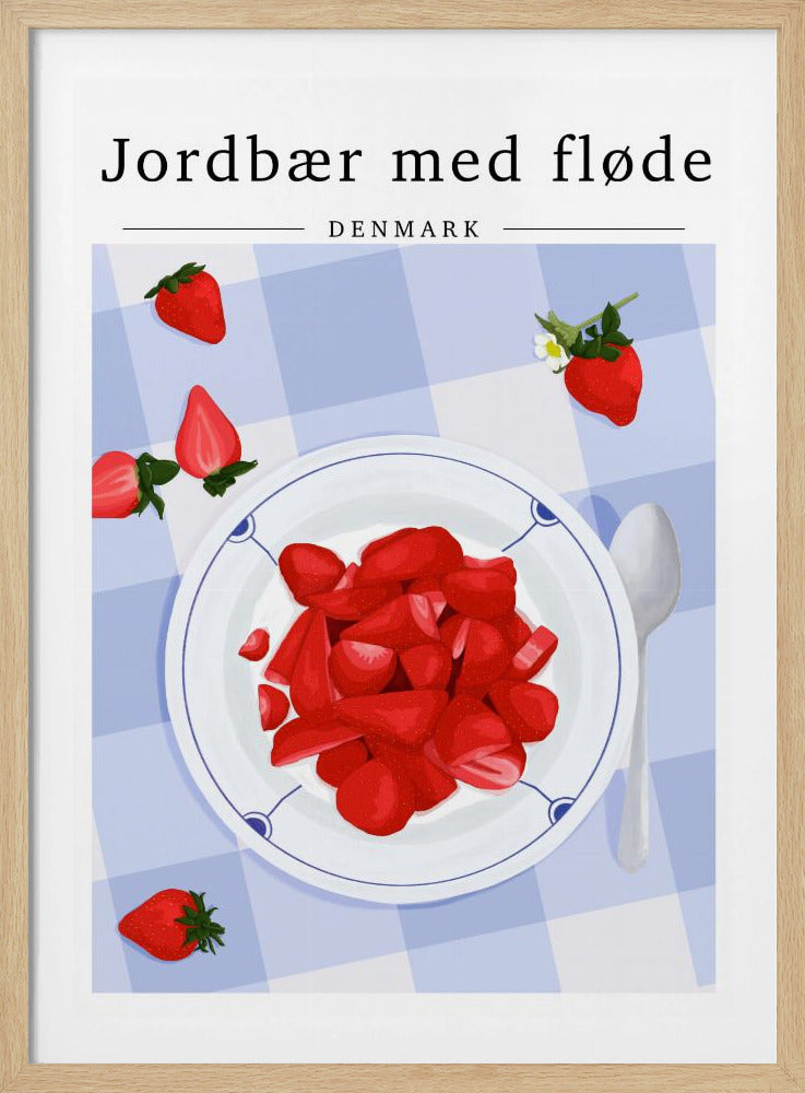 Jordgubb med grädde - Danmark | Poster