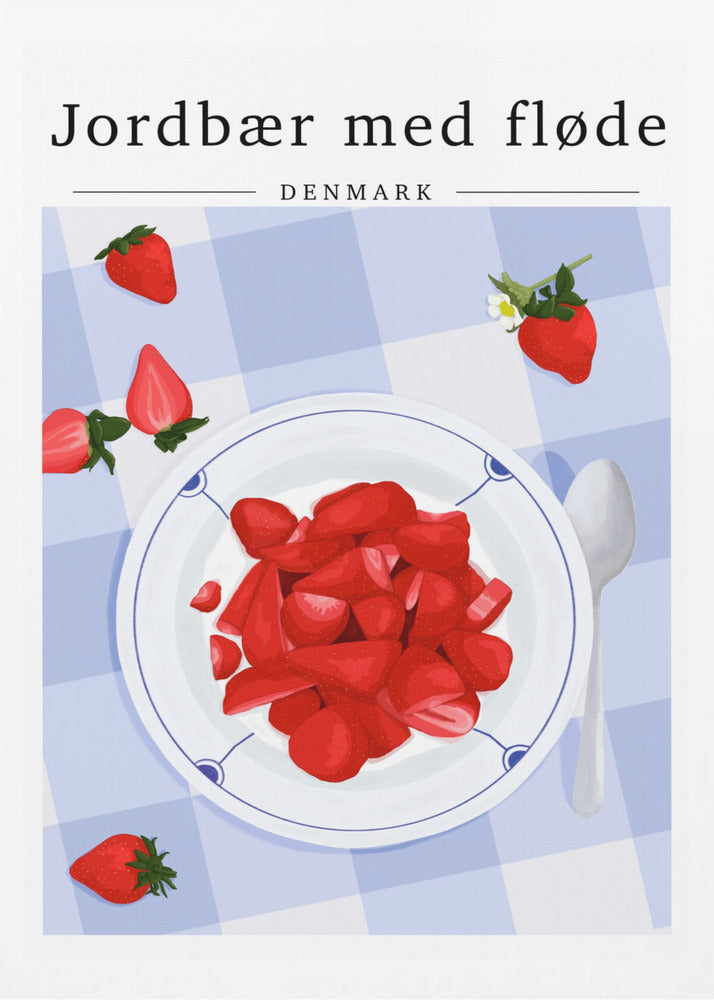 Jordgubb med grädde - Danmark | Poster