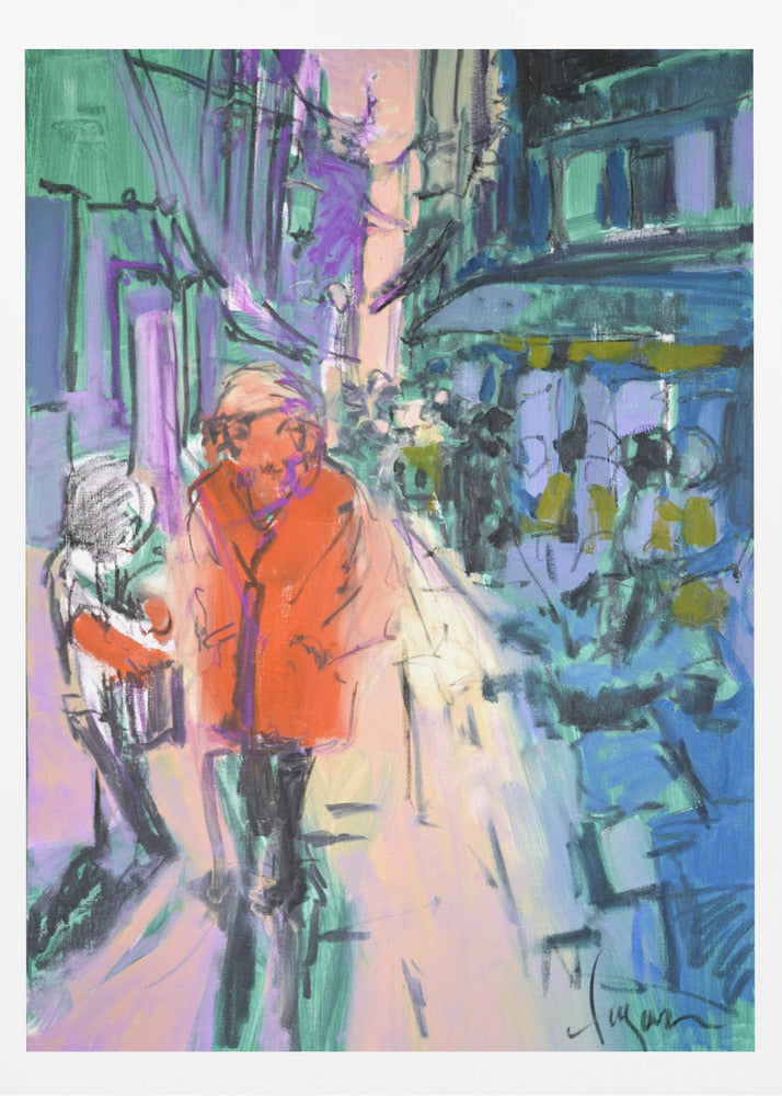 Livlig gatupromenad | Poster