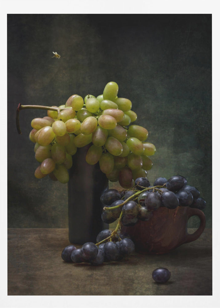 Stilleben med vindruvor och ett bi | Poster