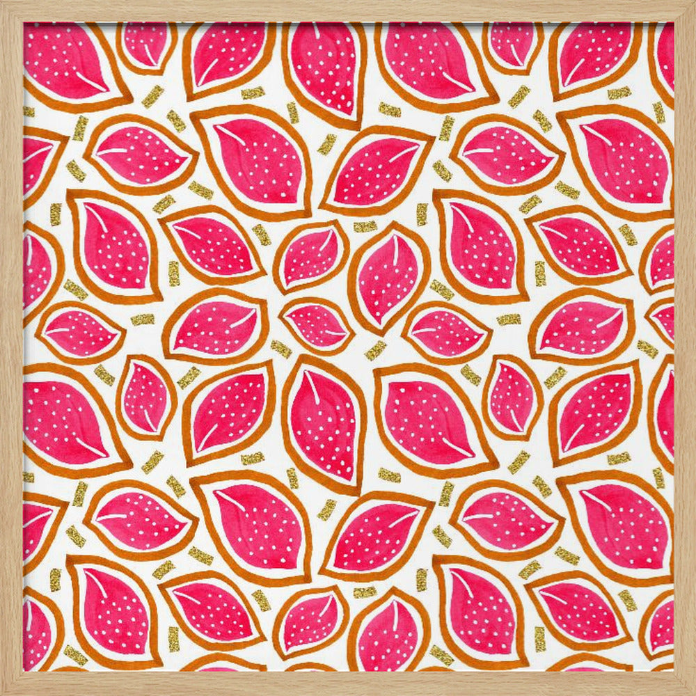 Korallglitter Spridda Löv Prickiga | Poster