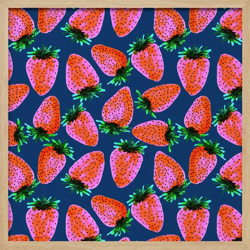 Röd lavendel på marinblå jordgubbar | Poster