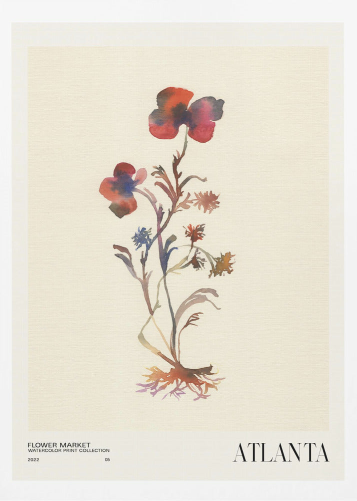 Akvarelltrycksamling. Blomstermarknad - Atlanta | Poster