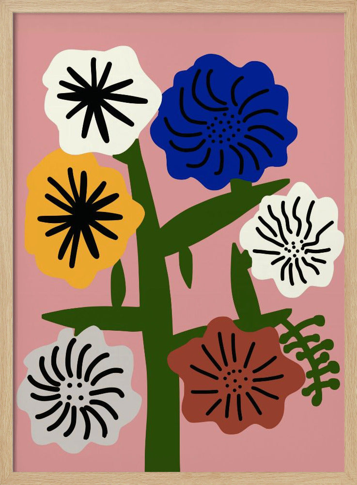 Stilisierte Blumen mit kräftigen Farben | Poster