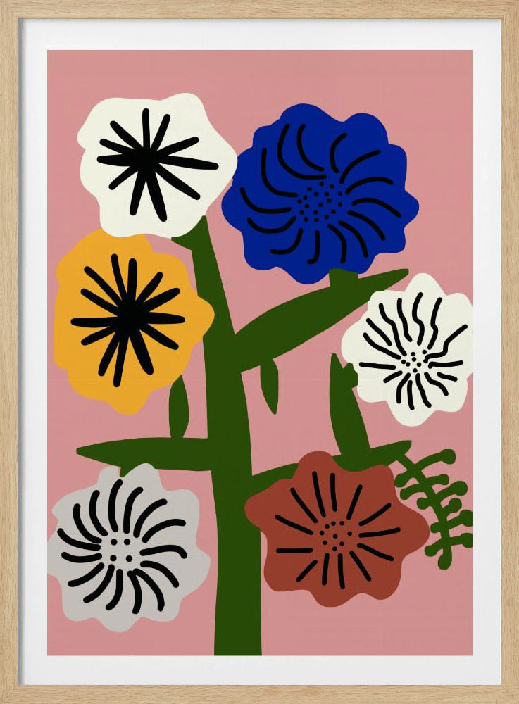 Stilisierte Blumen mit kräftigen Farben | Poster