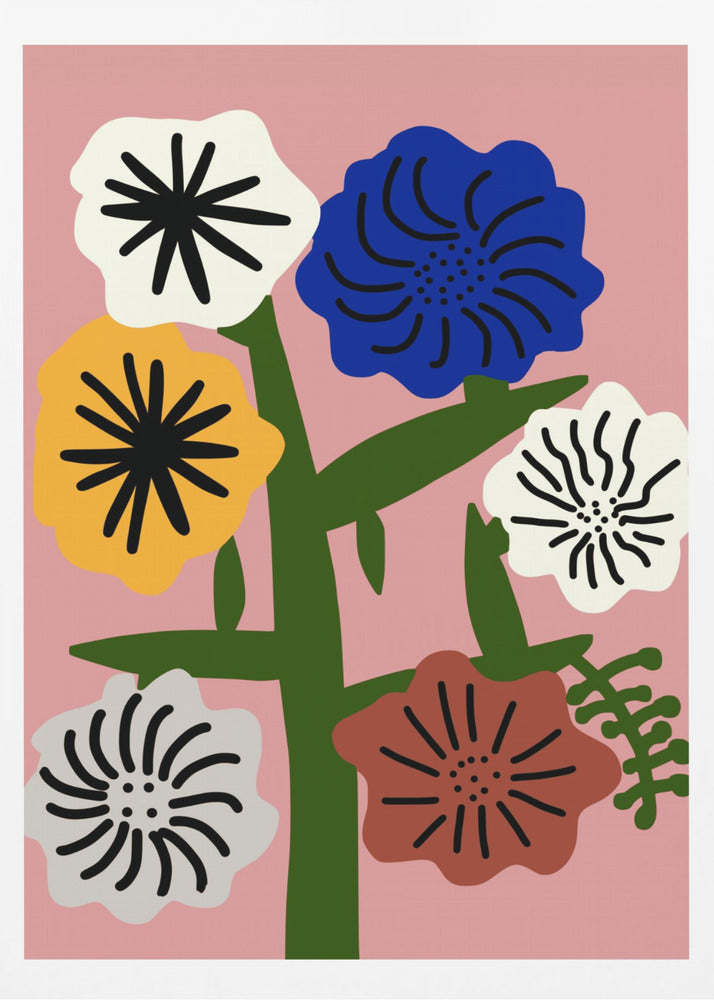 Stilisierte Blumen mit kräftigen Farben | Poster