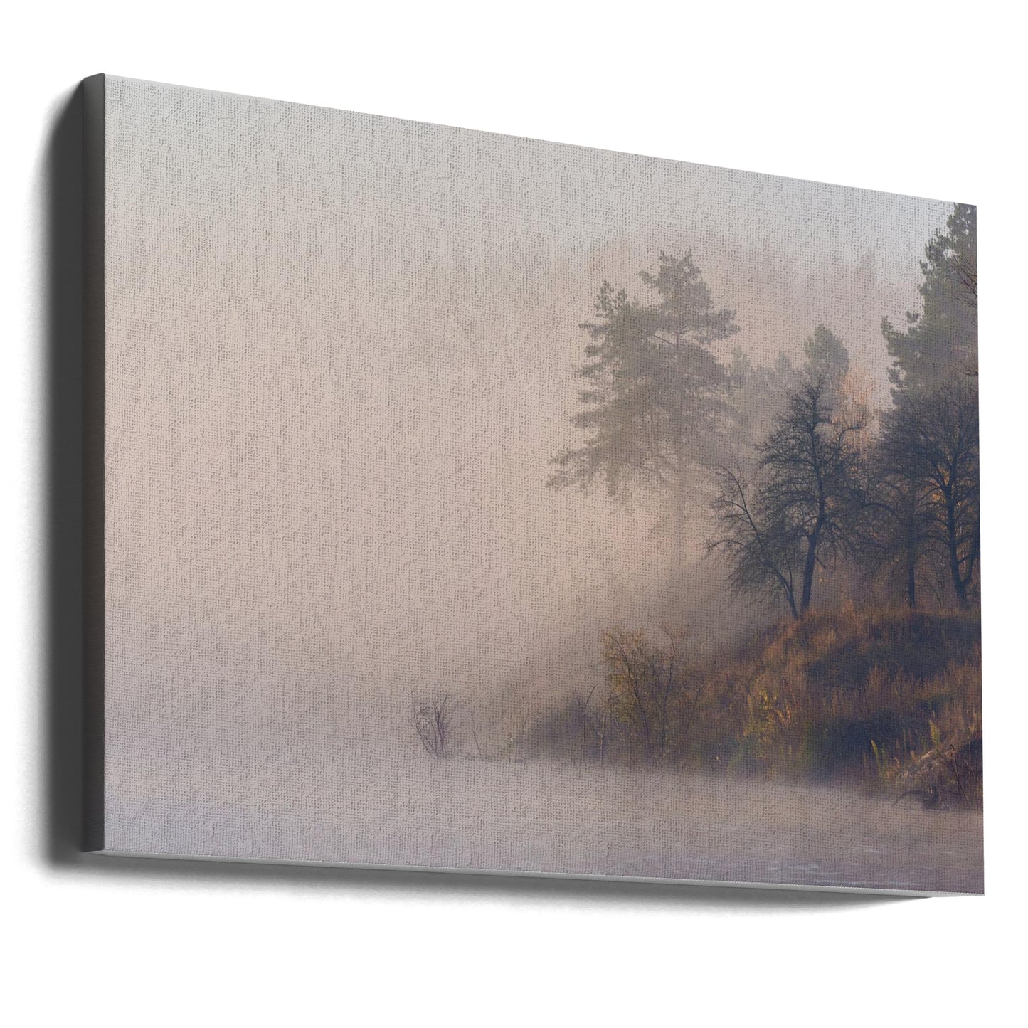 Dimmig höstmorgon vid floden | Canvas
