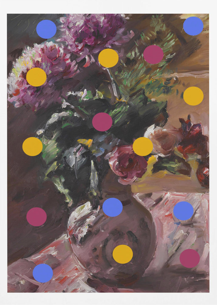 Klassisk vas med blommor och prickar | Poster