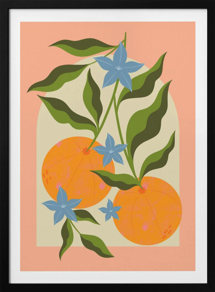 Orange gren med blommor | Poster