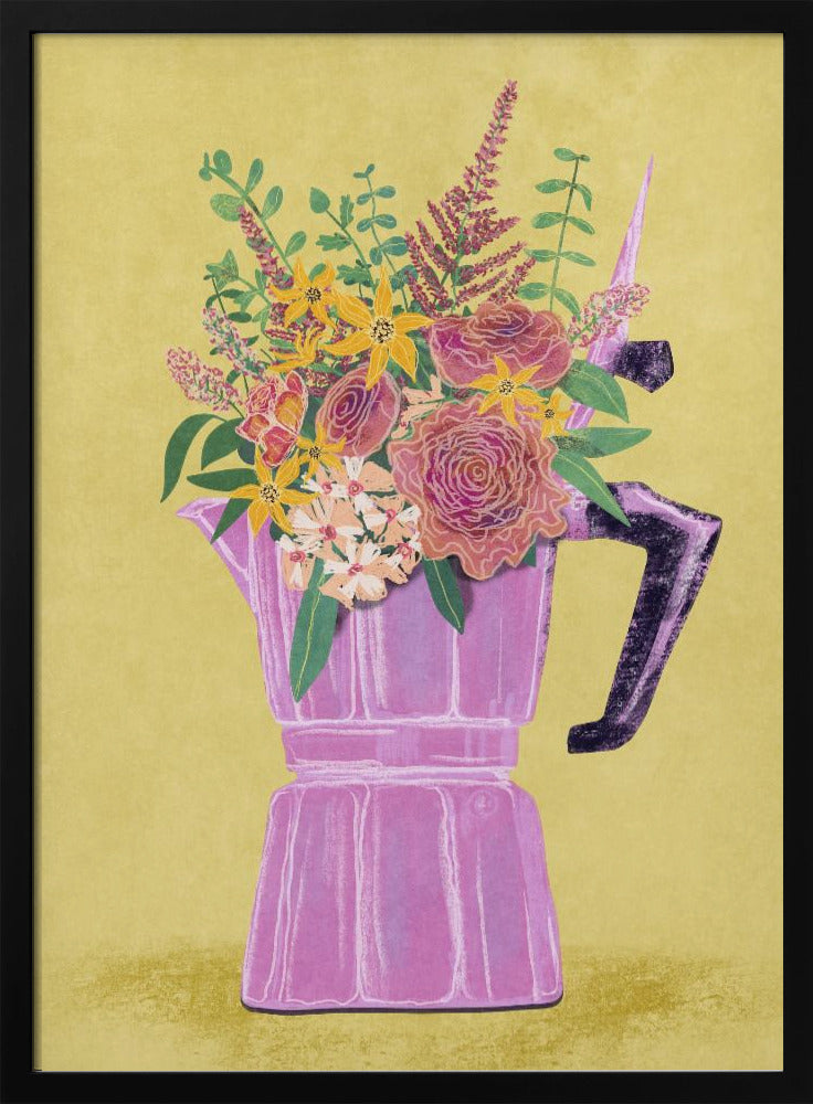 Espressomaskin med blommor | Poster