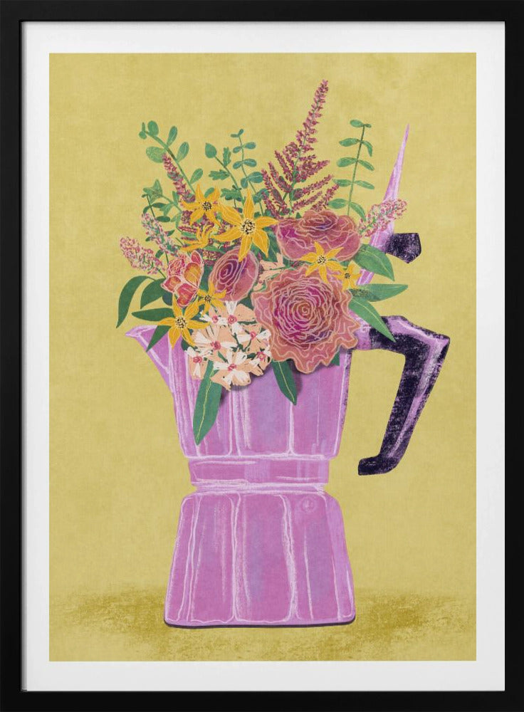 Espressomaskin med blommor | Poster