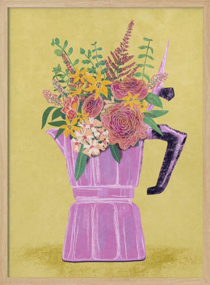 Espressomaskin med blommor | Poster