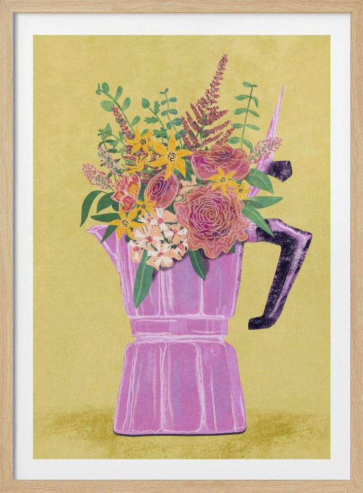Espressomaskin med blommor | Poster