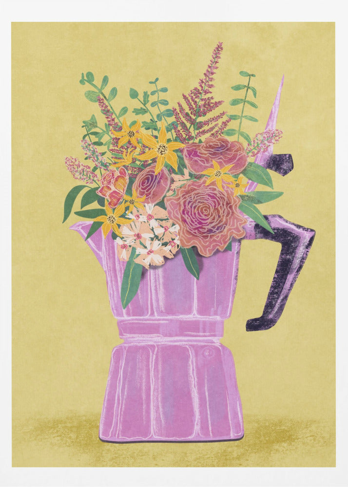 Espressomaskin med blommor | Poster