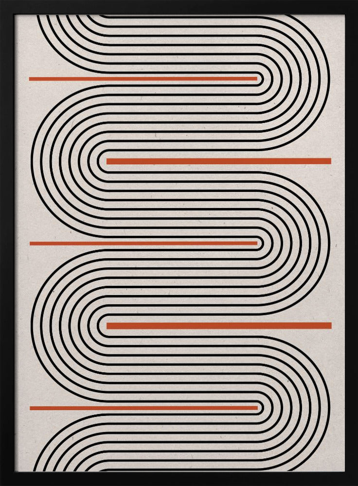 Red, Beige, Black Lines Contemporary | Poster
