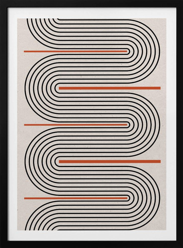 Red, Beige, Black Lines Contemporary | Poster