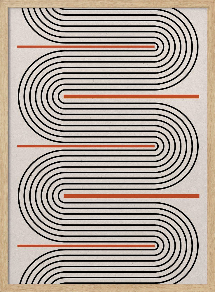 Red, Beige, Black Lines Contemporary | Poster