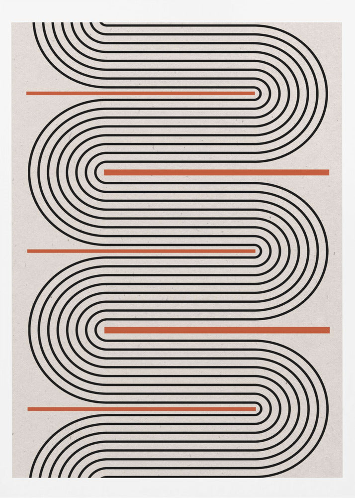 Red, Beige, Black Lines Contemporary | Poster
